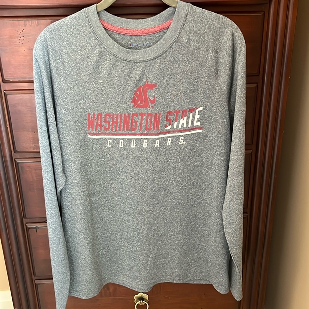 Champion WSU Washington State University Cougars Long Sleeve Grey Tee Medium
